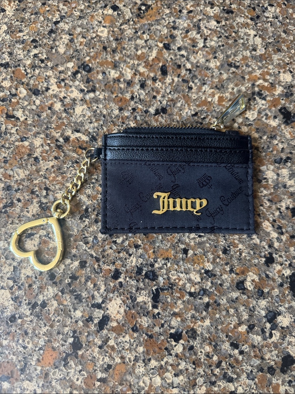 Juicy Couture Black Cardholder with Gold Heart Key Charm